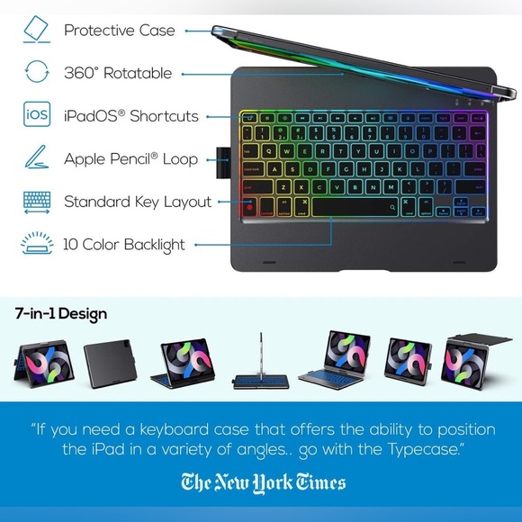 Typecase Flexbook Touch iPad Pro 11 Case w/ Keyboard, 360 Rotable Wireless | NEW - Picture 2 of 16